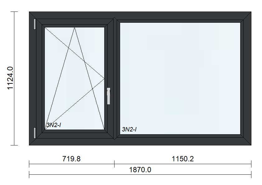 Fenêtre PVC-ALU anthracite – imitation bois – M3